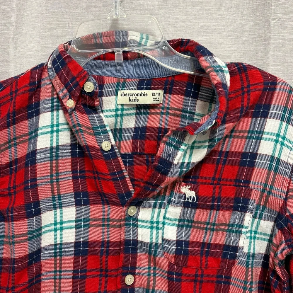 /Abercrombie Kids Red Plaid Button-Down Long Sleeve Shirt Sz 13/14